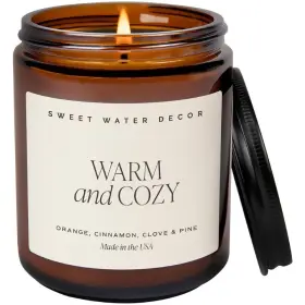 Sweet Water Decor 810105782639 Warm And Cozy Soy Candle - Orange Tan Label Cream
