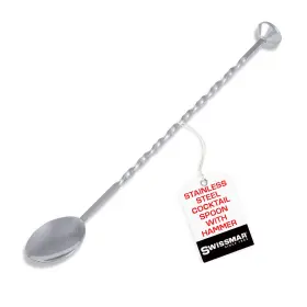 Swissmar 056975019806 Stainless Steel Cocktail Spoon With Hammer Essential Bartender Tool For Coc