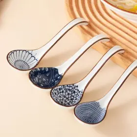 4asian Syjan Home 652261582254 Ceramic Soup Spoons Sets Of Spoonslong Ramen Spoonsjapanese