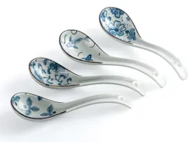 Syjan Home 781111282164 4pcs Asian Soup Spoon Chinese Ceramic Spoons Non-slip Japanese Spoo