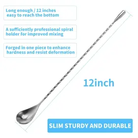 Szlfsx 673143977838 2 Pcs 12 Inch Bar Mixing Spoon Cocktail Stainless Steel Long #2