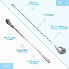Szlfsx 673143977838 2 Pcs 12 Inch Bar Mixing Spoon Cocktail Stainless Steel Long #3