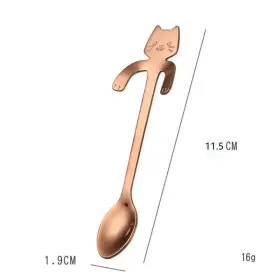Szlfsx 673143978255 10pcs Stainless Steel Mini Cute Cat Spoon For Tea Coffee Dessert Sugar Ice Cream #2