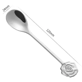 Szlfsx 673143978804 Rose Flower Coffee Spoons Set Of 10 Stainless Steel Gold For Desserts #2