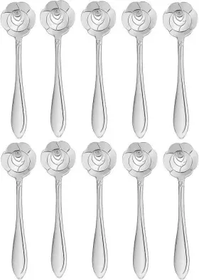 Szlfsx 795853476057 20 Pieces Stainless Steel Rose Flower Coffee Spoon Dessert Sugar Ice