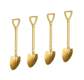 Ss-4p-g Szlfsx Shovel Shape Demitasse Espresso Spoons 4.7 Inch Stainless Steel Gold 4 Pack