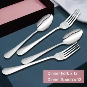 Tailpa 758840660952 24pcs Forks And Spoons Silverware Set Tableware Food Sta #3