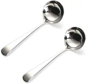 Tamran 711181654813 2 Soup Ladle Stainless Steel Spoon Heavy Duty Colander Serving Hot Pot Gravy