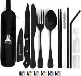 Tl-01slbl Taplord Portable Travel Silverware Set With Case - Includes 10 Pcs Of Utensils