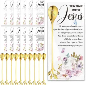 Tenhe 711181381962 25 Sets Bridal Shower Tea Party Favors For Guest Include Leaf Spoons Heart