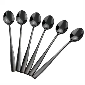 Teyyvn 611982041891 Black Stainless Steel Iced Tea Spoon Long Handle Stirring Set Of 8