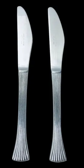 Clf17 The Cellar 2 Stainless Fan Ribbed Handle Silverware Flatware Knives