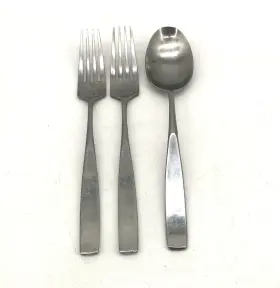 Clf19 The Cellar Glossy Stainless Japan Flatware 2 Dinner Forks 1 Soup Spoon #2