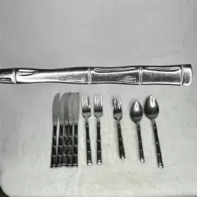 Clf2 The Cellar 26 Stainless Bamboo Glossy Silverware Flatware Flat Japan Vtg #2