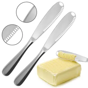 The Little Green Change 445030244285 2 Pcs Butter Knife Spreader 3 In 1 Stainless Steel Knives With Grater B