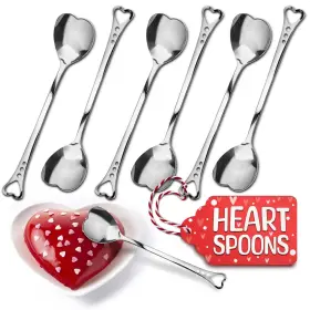 The Little Green Change 712318510774 Tea Spoons Set Of 6 Heart Spoon Dessert Shaped Stainless