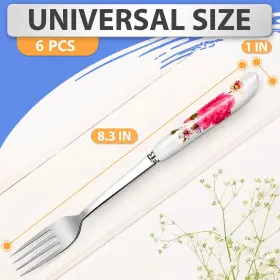 The Little Green Change 796159015988 6pcs Dinner Stainless Steel Forks Silverware Fork With Ceramic Handle Sta #2