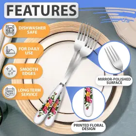 The Little Green Change 796159015988 6pcs Dinner Stainless Steel Forks Silverware Fork With Ceramic Handle Sta #3
