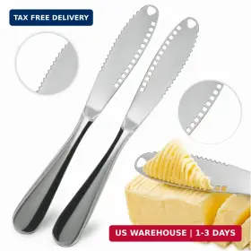 The Little Green Change Flds-6-1 2 Pcs Butter Knife Spreader - 3 In 1 Stainless Steel Knives With Grater B