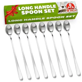 Jbssr203 The Little Green Change Long Coffee Spoons Set Of 8 Rust-resistant Stainless Steel 9 Iced Silver