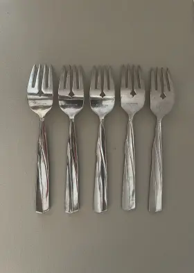 Mnf13 The Main Course Stainless Japan Twist Handle Glossy Lot Of 5 Dessert Forks #2