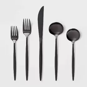 85192817 Threshold 20pc Shapleigh Flatware Set Matte Black -