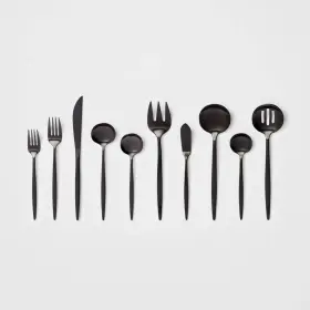 85192895 Threshold 45pc Shapleigh Flatware Set Matte Black -