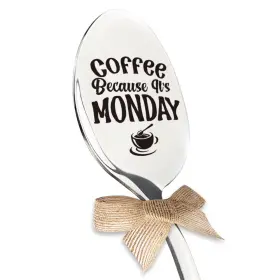 Wsp99 Thrxobn Coffee Because Its Monday Engraved Spoon Lover Gift Bar Accessories