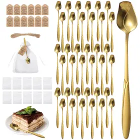 0409 Tideme 768346032726 50 Sets Rose Flower Shaped Tea Spoons Wedding Party Favors For Guests Golden