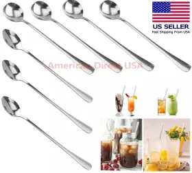 Tika 713717966940 6 Pcs 7.5 Inch Stainless Steel Mixing Spoons Iced Tea And Ice Cream Long Handle Set