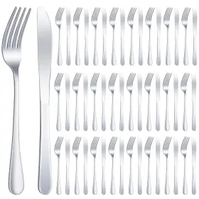 Yy267 Tinsky 24 Pcs Stainless Steel Silverware Dinner Fork And Knife Set Flatware Forks Si