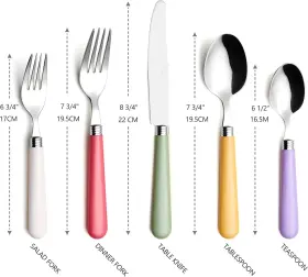 Tive Technology Inc. 445057364317 20 Pieces Stainless Steel Flatware/cutlery Set - Color Handles 4 X Dinner F #2