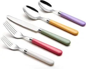 Tive Technology Inc. 445057364317 20 Pieces Stainless Steel Flatware/cutlery Set - Color Handles 4 X Dinner F #3