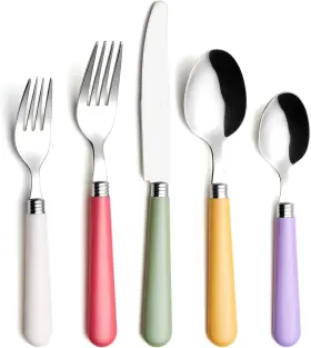 Tive Technology Inc. 445057364317 20 Pieces Stainless Steel Flatware/cutlery Set - Color Handles 4 X Dinner F