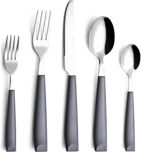 An232 Tive Technology Inc. Silverware Set Stainless Steel Cutlery Color Handle Flatware Grey 20