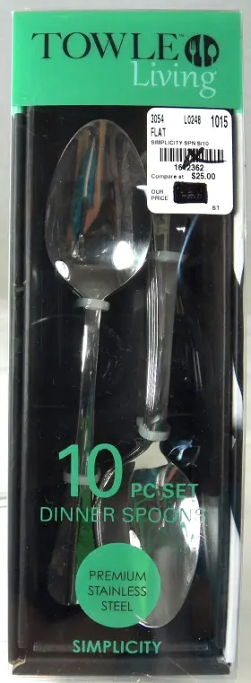 5106743 Towle Living Stainless Flatware Simplicity Soup Spoons 10 Pc Set New In Package