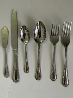 5192140 Towle Beaded Antique 18/10 Stainless Steel 38pc Flatware Set Service For Six