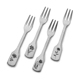 Towle Living 044228057583 Matte Floral Appetizer Forks Set Of 4 Stainless Steel