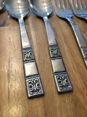 Tws74 Towle Supreme Cutlery 9 Pcs Knife Forks Spoons Japan Scrolls 1960 S #2