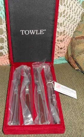 T076201bm Towle Stainless Steel Enamel Cocktail Fork Set Of Four Nib