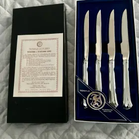 T244 Towle Set Of 4 Chippendale Stainless 9 Inch Steak Knives Beveled Blade- New In Box