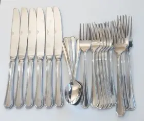 Tws386 Towle Silver Pattern Glossy Stainless Flatware Spoon Fork Knife 23pc