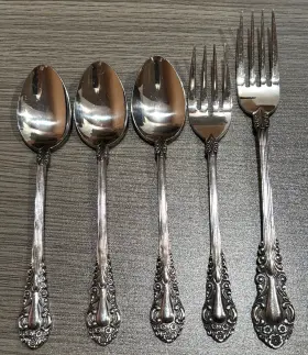 Tnctnc1 Townecraft 5 Pieces Tnc1 Stainless Flatware Forks Spoons Japan Flowers Scrolls
