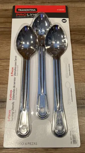 Tramontina 016017142787 #5 13 Inch Serving Spoons Assorted Styles Stainless Steel 6 Count #2