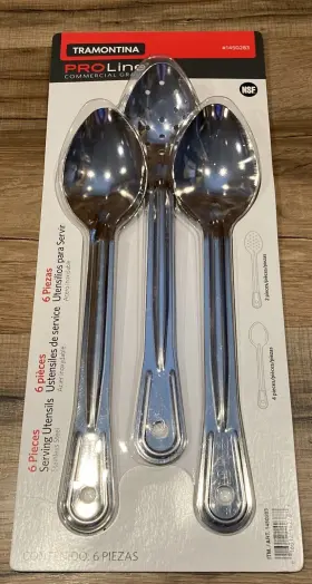 Tramontina 016017142787 #5 13 Inch Serving Spoons Assorted Styles Stainless Steel 6 Count