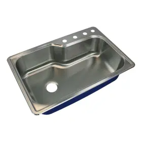 Mtso33229-4 Transolid Meridian 4-hole Drop-in Single Bowl 16-gauge Stainless