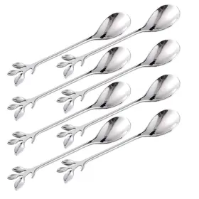 Turbokey 681381182990 Espresso Spoons 4.7 Inch Stainless Steel Mini Coffee 8 Pcs Silver
