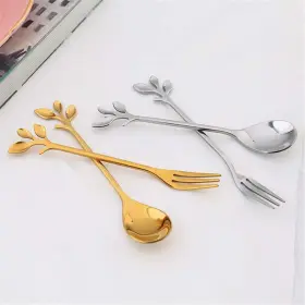 8gold Turbokey 681381183003 Appetizer Cake Fruit Forks Set Of Leaf Cocktail Picks 4.7 Inches Tasting D #2