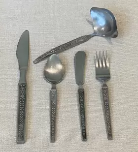 United Silver Co Us12 5pc Stainless Riviera Cordova Fork Spoon Butter Knife Ladle