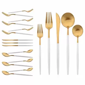 Uniturcky 225031652231 Flatware Set 18/10 Stainless Steel Matte White Handle Gold - Kitchen Utensil